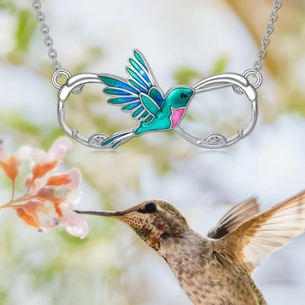 18k Hummingbird Infinity Love Necklace